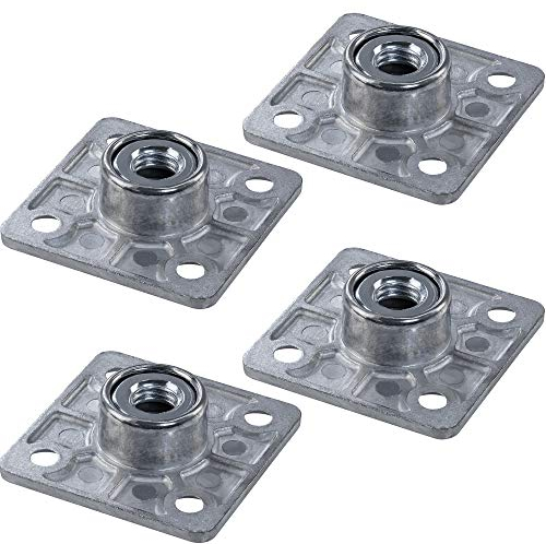 Gedotec Plaque de Fixation - Plaques de Montage Vissables pour Pieds de Meuble et Vis Ajustables - Plaque Carrée avec Filetage M8 Interne - Connecteur Acier Galvanisé pour Pied de Table - 4 Pièces