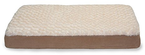 FurHaven Cooling Gel Dog Bed for Large/Medium Dogs w/Removable Washable Cover, For Dogs Up to 55 lbs - Ultra Plush Faux Fur & Suede Mattress - Cream, Large
