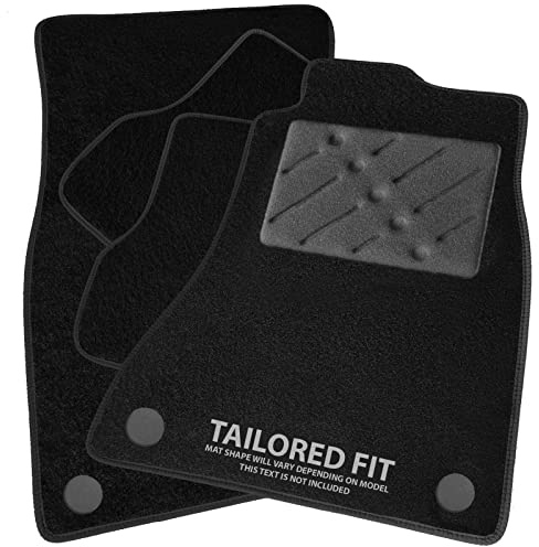Car Mats to fit Citroen C4 Cactus (2014 -) Black Carpet - Black Ribbed Trim & Grey Rectangle Heel Pad [1648]