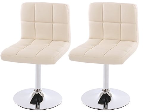 Mendler 2er-Set Esszimmerstuhl Drehstuhl Stuhl Kavala Kunstleder Chrom - Creme