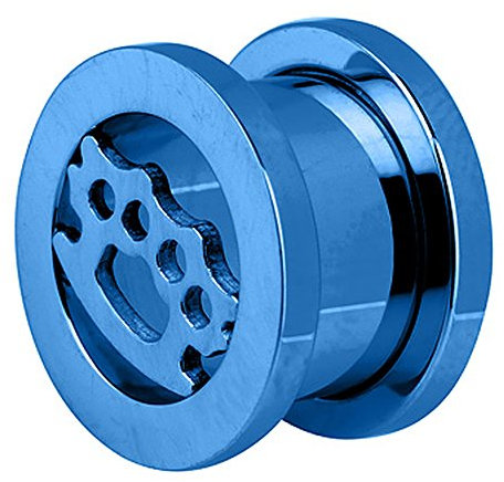 Piercingfaktor Flesh Tunnel Ohr Schraub Ear Plug Piercing Edelstahl Schraubverschluss Schlagring Design 16mm Blau