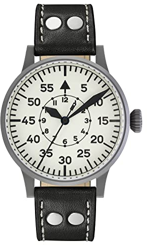Laco Fliegeruhr mit Leuchtzifferblatt, Automatikuhr, Edelstahlgehäuse, Saphirglas, wasserdicht, Made in Germany