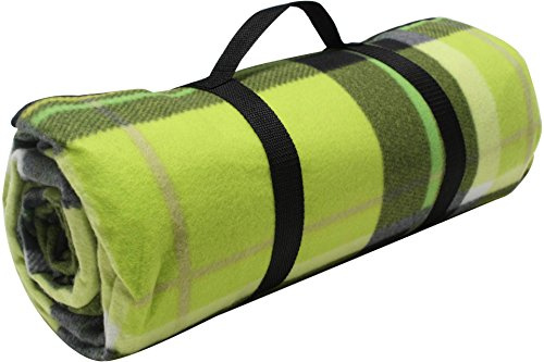 ADVENTURE OUTSIDE Picknick Decke XXL Fleece 200 x 200 cm Grün kariert Camping