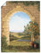 ARTLAND Wanddeko Poster & Kunstdrucke Wandposter 60x80 cm Fensterblick Toskana Landschaft Italien Natur Malerei Torbogen Felder T4CJ