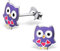Bungsa Eulen Kinder-Ohrstecker lila .925 STERLING SILVER (Ohrringe Echtschmuck Studs Ohrschmuck Jungs Mädchen)