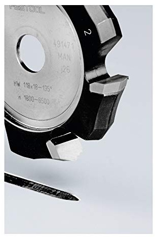 Festool V-Nutfräser HW 118x18-135°/Alu für Aluminium-Verbundplatten | Hartmetall-Fräser, D 118 mm, 135°-Abkantung, Art.-Nr. 491471, passend zur PF 1200