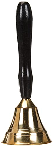 Riffelmacher 13360 - Tisch-Glocke mit Holzgriff, Größe 5,5 x 11 cm, aus Messing, Engelsgeläut, Heilig Abend, Bescherung, Tischglocke, Weihnachten