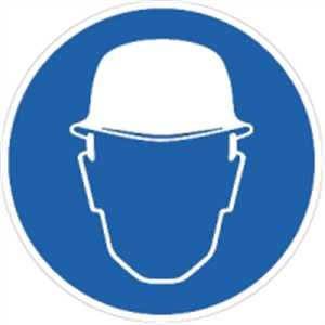 Schild Schutzhelm benutzen 20cm Ø PVC gemäß ASR A 1.3/BGV A8/DIN 4844