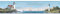York Wallcoverings Nautical Living Sailing Lighthouse Border, Bright Blue/White/Shades of Green/Dark Brown/Red