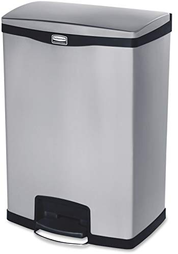 Rubbermaid Commercial Products Slim Jim® Tretmülleimer aus Metall | Pedal an der breiten Seite | 90-Liter-Mülleimer aus Edelstahl | Innenraum-Mülleimer für Medizin, Büro und Gewerbe | 1901999