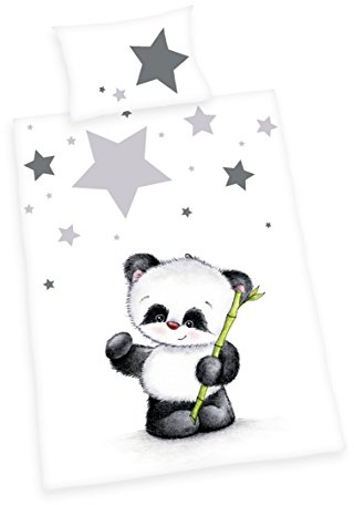 Herding Baby Best Kleinkinder-Bettwäsche-Set, Jana Panda Wendemotiv, Bettbezug 100 x 135 cm, Kopfkissenbezug 40 x 60 cm, Baumwolle/Renforcé