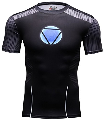 Cody Lundin ® Herren-Mode, für Herren, bedruckt, Party, im Freien, kurzärmelig, Stil Fitness Sport (Druck B, Schwarz , L