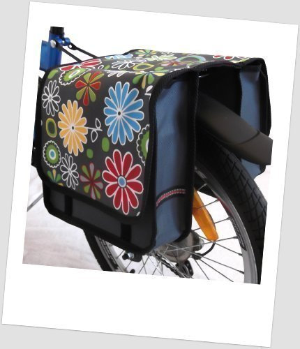 Kinder-Fahrradtasche Joy Satteltasche Gepäckträgertasche Fahrradtasche 2 x 5 Liter Farbe: 10 Flower Green