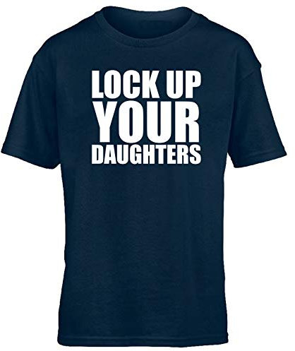 Hippowarehouse Lock Up Your Daughters Kids Children's Short Sleeve t-Shirt Navy Blue