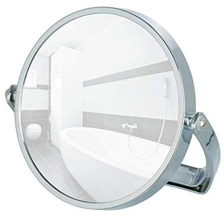 WENKO 3656511100 Kosmetikspiegel Noale Chrom - neigbar, Spiegelfläche ø 15cm, 500% Vergrößerung, Kunststoff, 19.5 x 19 x 2 cm, Chrom