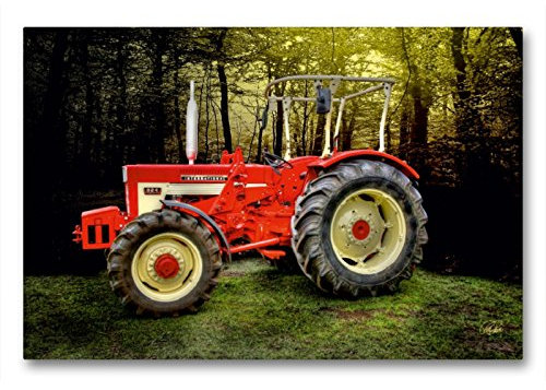Premium Textil-Leinwand 90 x 60 cm Quer-Format Oldtimer Traktor McCormick | Wandbild, HD-Bild auf Keilrahmen, Fertigbild auf hochwertigem Vlies, Leinwanddruck von Peter Roder