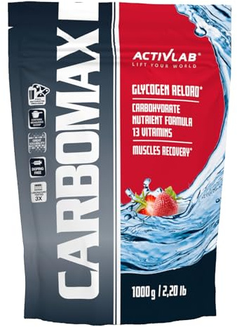 Activlab CARBOMAX 1000g, Kohlenhydrat mit Vitaminen, Energie und Glykogenauffüllung, für Training, Regeneration nach intensivem körperlichem Training, Erdbeere