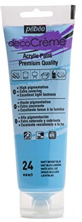 Pébéo Peinture Acrylique Texture Crème pour la Décoration - Finition Mate - 120 ML - Bleu Lumière