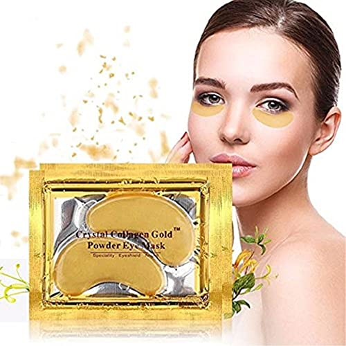 10/20/30/50/60/80/100 pairs wholesale New Crystal 24K Gold Powder Gel Collagen Eye Mask Masks Sheet Patch, Anti Ageing Aging, Remove Bags, Dark Circles & Puffiness, Skincare, Anti Wrinkle, Moisturising, Moisture, Hydrating, Uplifting, Whitening, Remove Blemishes & Blackheads Product. Firmer, Smoother, Tone, Regeneration Of Skin. Suitable For Home Use Hot or Cold. (20 pairs) by Hitece