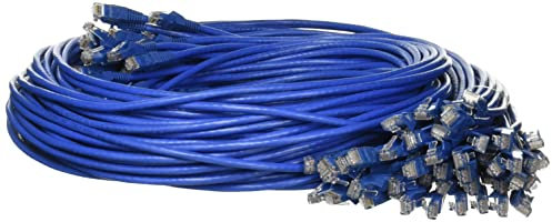 Eaton 50 Pack Cat6 Gigabit Snagless Molded UTP Patch Cable, RJ45 Male-to-Male Cable, Blue, 1.52 m / 5-ft. (N201-005-BL50BP)