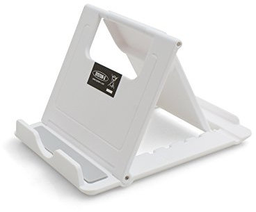 System-S Universal Klappständer Tisch Halterung 6 Stufen Neigung einstellbar für Tablet PC Smartphone eBook Reader (bis 1,4 cm) weiß