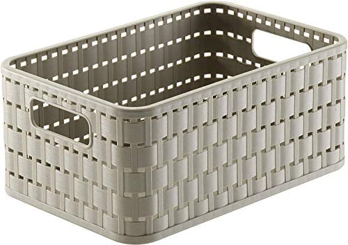 Rotho Country Aufbewahrungskiste 4l in Rattan-Optik, Kunststoff (PP) BPA-frei, cappuccino, A6+/4l (23,7 x 15,8 x 10,8 cm)
