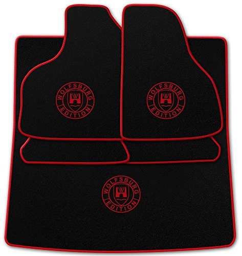 Passgenaue Fußmatten aus schwarz-Nadelfilz (Q100) mit Print WOB Rand und Druck Farben kann gewählt werden