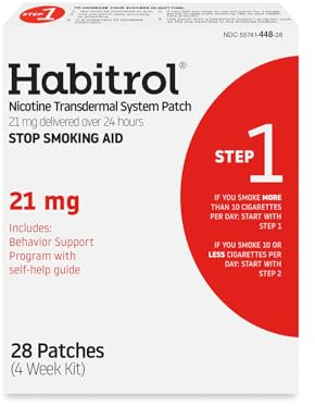 Habitrol Nicotine Transdermal System Patch | Stop Smoking Aid | Step 1 (21 mg) | 28 Patches (4 Week Kit)
