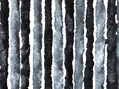 XXL Flauschvorhang Türvorhang Fliegenschutz 100x200schwarz-silber aus Chenille