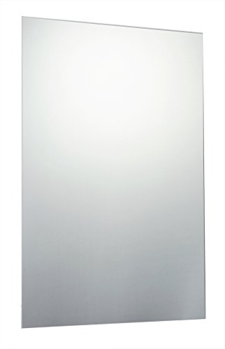 Waterstone Mirrors & Frames LTD 60 x 90cm Rectangle Unframed Bathroom Mirror with Chrome Effect Metal Spring Loaded Clips Wall Hanging Fixings