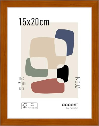 accent by nielsen Holz Bilderrahmen Zoom, 15 x 20 cm, Orange | Holz Fotorahmen im Hoch- & Querformat zum Auftstellen und Aufhängen Orange matt Echtglas