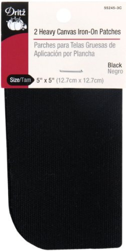 Dritz Heavy Canvas Iron-On Patches, 5 by 5-Inch, Black, 2