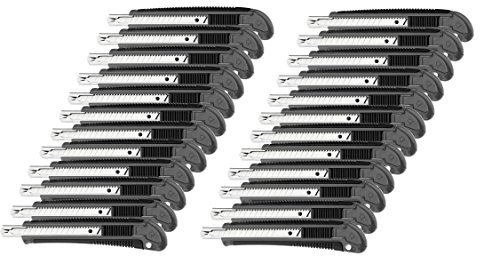 Westcott cutter professionnel e-84002 00 lame 9 mm, boîtier en plastique avec grip souple, lot de 24 (gris/noir)