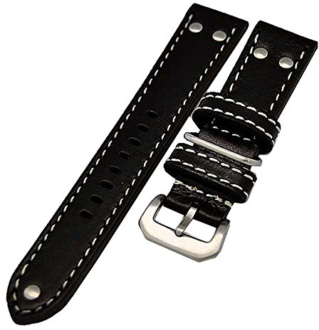 Uhrenarmband CAVARUST im Flieger-Style mit Nieten schwarz 26mm 4286