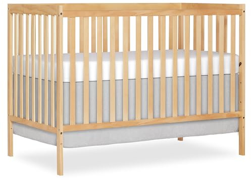 Dream On Me Synergy 5-in-1 Convertible Full-Size Baby Crib with Toddler, Day & Full Bed Conversion in Natural, GreenGuard Gold & BSA, 3 Mattress Heights, Sustainable Pinewood