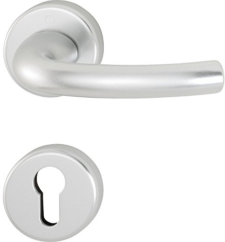HOPPE 2951782 Drückergarnitur Tokyo mit Rosetten PZ (Profilzylinder), silber eloxiert