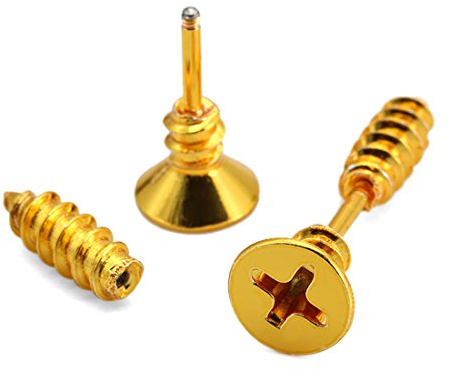 Kim Johanson Edelstahl Ohrringe Schraube in Gold für Damen & Herren Punk Plug inkl. Geschenkverpackung