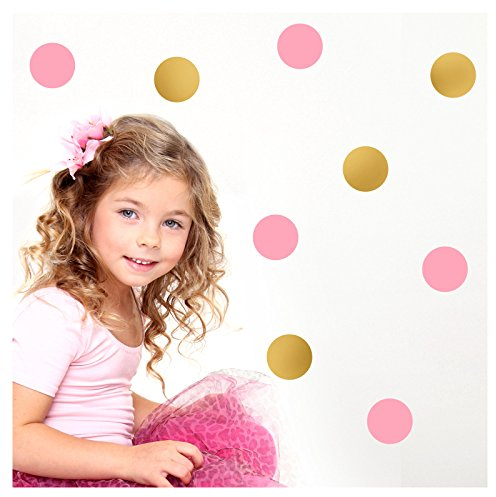 Wandaro Wandtattoo 100 Kreise I Gold 5cm Durchmesser I Aufkleber Kinderzimmer selbstklebend Kinder Punkte Wandaufkleber Wandsticker Wandtatoo runde W3288