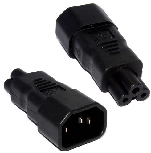 kenable 3 Pin IEC Socket C14 to Cloverleaf Plug C5 Adapter Up To 250V Black