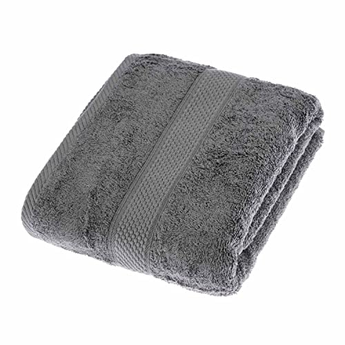 HOMESCAPES Charcoal Grey Turkish Cotton Bath Towel Super Soft Thick & Absorbent 500 GSM Towel Heavy Weight for everyday Luxury
