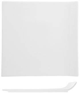 H&H Piatto Porcellana Quadrato Ala Cm20 Arredo Tavola, Bianco
