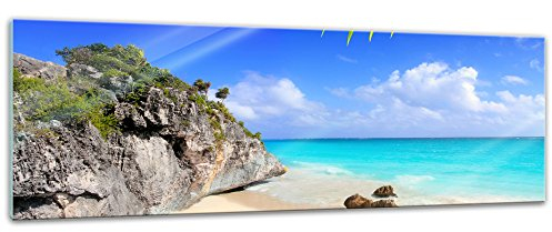 Bilderdepot24 Glasbild - Tulum Mexiko - Karibik - 120x40 cm - Deko Glas - Wandbild aus Glas - Bild auf Glas - moderne Bilderdepot24 Glasbilder - Glasfoto - Echtglas