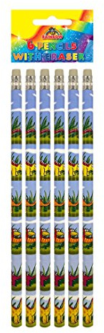 Pack Of 6 Dinosaur Pencils With Erasers