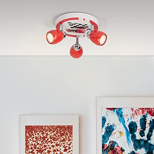 BRILLIANT Lampe Racing LED Spotrondell 3flg rot/weiß-schwarz | 3x LED-PAR51, GU10, 3W LED-Reflektorlampen inklusive, (250lm, 3000K) | Köpfe schwenkbar