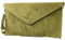 modamoda de T106 Damen Wildleder Rauleder Clutch Umhängetasche Abendtasche handmade in Italy, Farbe:Olivgrün