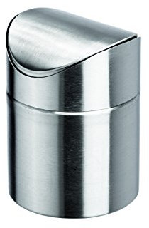 Tischabfalleimer aus Edelstahl - mit Schwingdeckel, Höhe: 16,5 cm