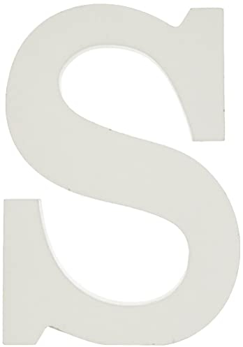 Rayher 62670000 MDF- Buchstabe S, weiß, 11 cm, Stärke 2 cm, 3D-Buchstaben Holz, Holz-Buchstaben groß