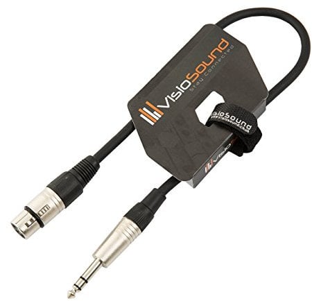 VisioSound Female XLR to 6.35mm Stereo TRS Jack Lead/Balanced Signal/Audio Patch Cable 0.5m Black
