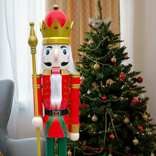 CDL 180cm 6 Feet Wooden Classical Nutcracker King With Scepter K03