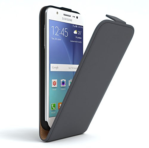 EAZY CASE Hülle kompatibel mit Samsung Galaxy J5 (2015) Hülle Flip Cover zum Aufklappen, Handyhülle aufklappbar, Schutzhülle, Flipcase, Flipstyle Case vertikal klappbar, Kunstleder, Anthrazit